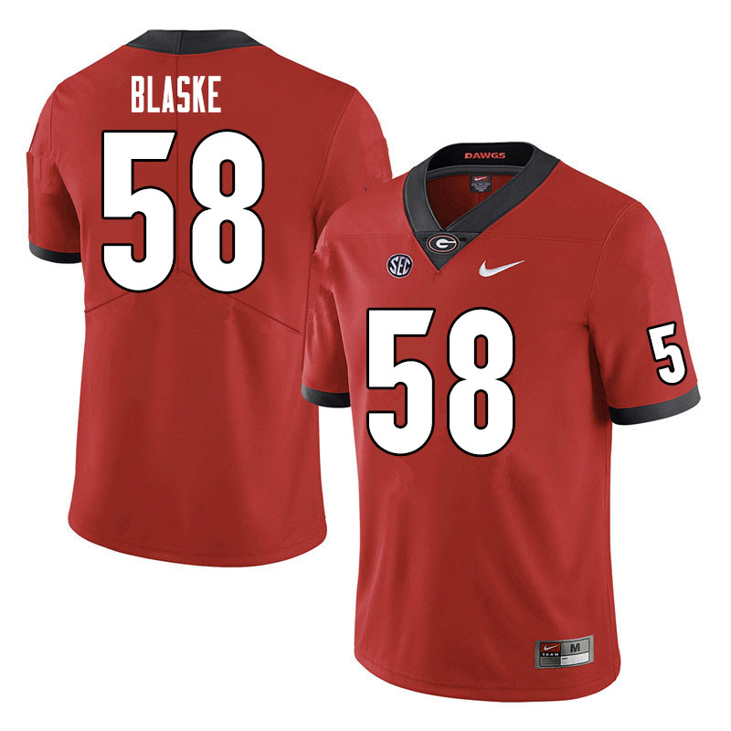 Men #58 Austin Blaske Georgia Bulldogs College Football Jerseys Sale-Red - Click Image to Close